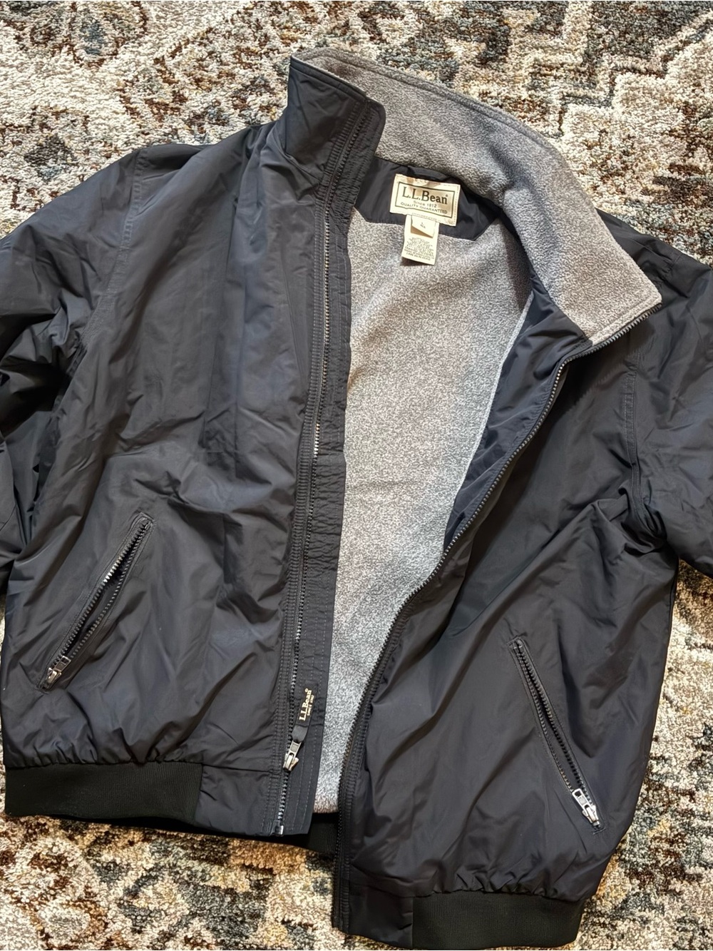 L.L. Bean Men’s Black Jacket with Gray Fleece Lining